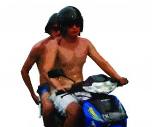 Bule on moped