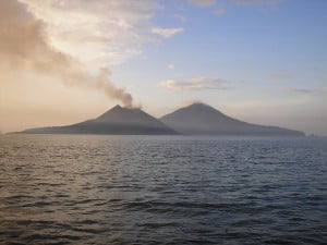 Krakatau & Rakata as seen from Sertung Island