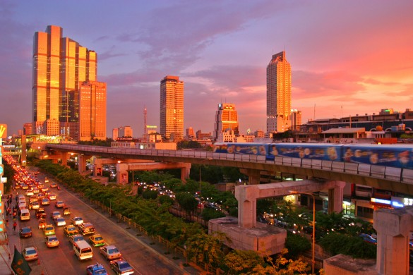 Bangkok skytrain sunset