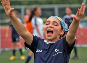 Cami Doumit of the U-14 Blue team celebrates a goal