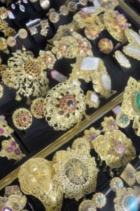 Traditional gold jewelry on display