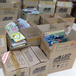 Boxes of Donated Books