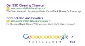 Google's advertising service, AdWords, is accepting money from scammers to advertise the nonsense cleaning solutions for black dollars