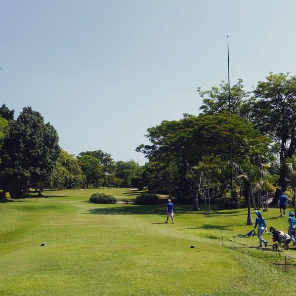 Hole #9 365 yard, Par-4 from the blue tees, the most challenging hole at Bali Beach