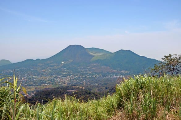 Highlands Tour Mount Mahawu view across Tomohon of Mount Lokon