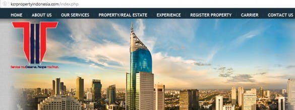 A screenshot of KCR's website, a property agency in Jakarta that has been scamming expatriates by renting out apartments for terms longer than actual leases