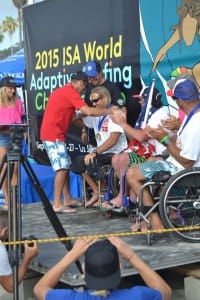 Bruno being crowned champion of the 2015 World Adaptive Surfing Championship