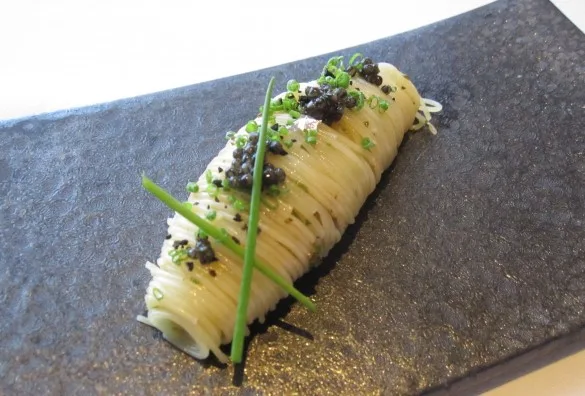 Angel hair pasta with black truffles and caviar