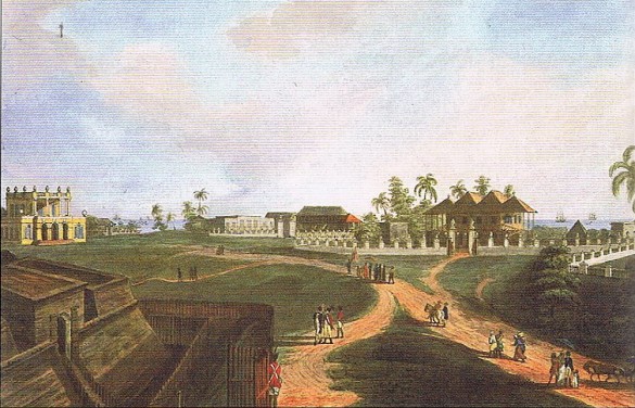 A drawing of the city Bengkulu during the colonial period