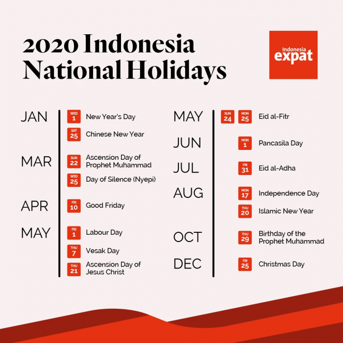 Check These 2020 Public Holidays To Arrange Your Next Year Vacations Indonesia Expat
