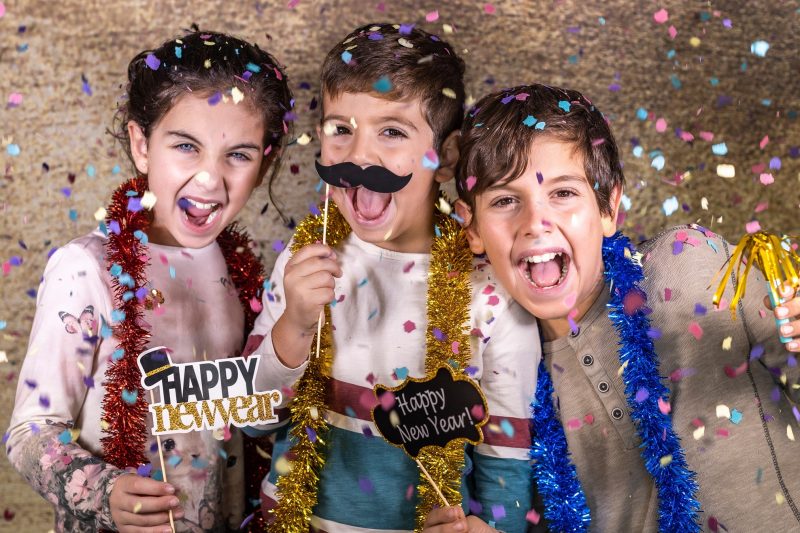 Kids celebrating New Year