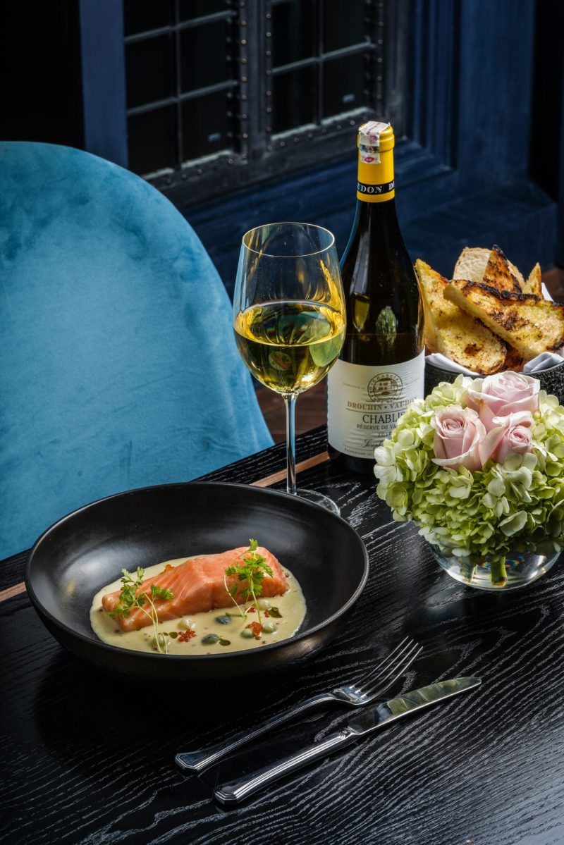 Treacle-cured salmon with homemade dill ricotta and smoked potatoes