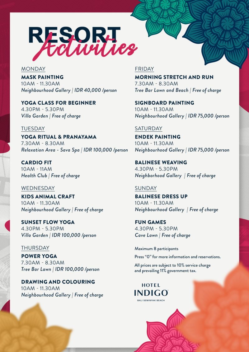 Resort Activities June at Hotel Indigo Bali Seminyak