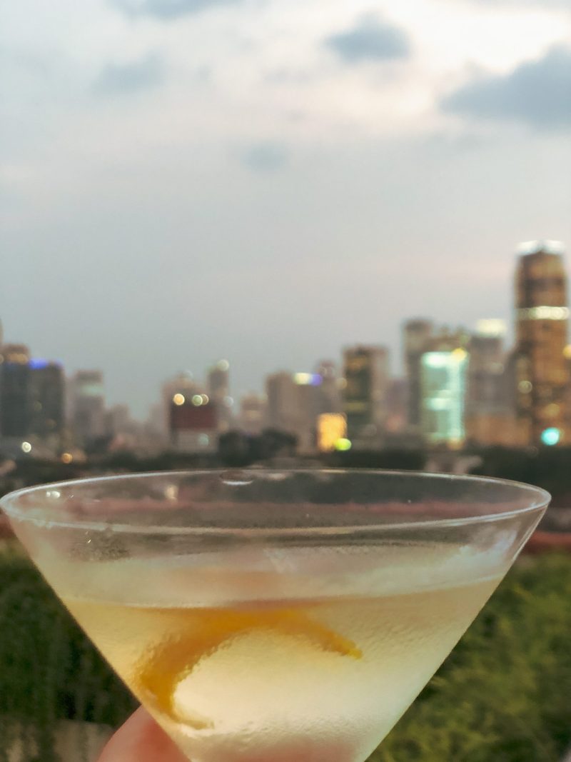 Sunset cocktails at La'Vue Rooftop Bar at The Hermitage Jakarta 