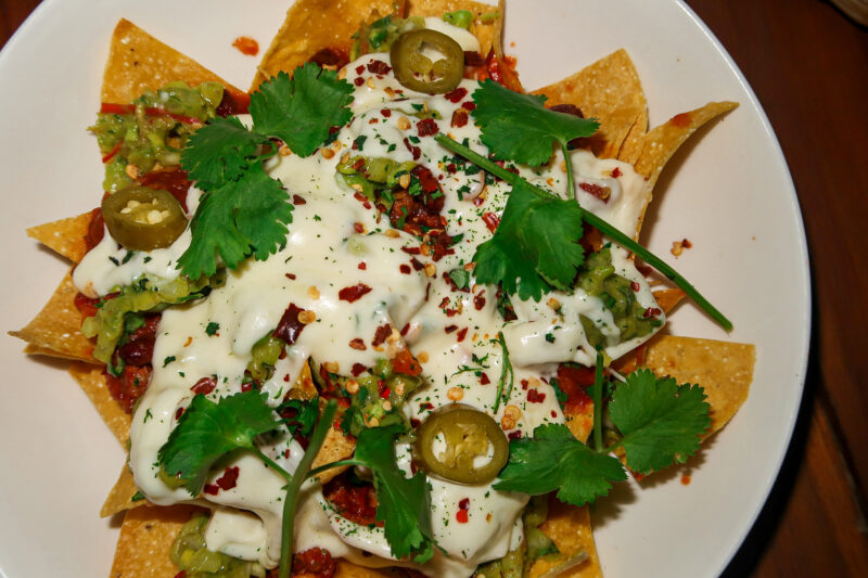 Beef and red bean nachos