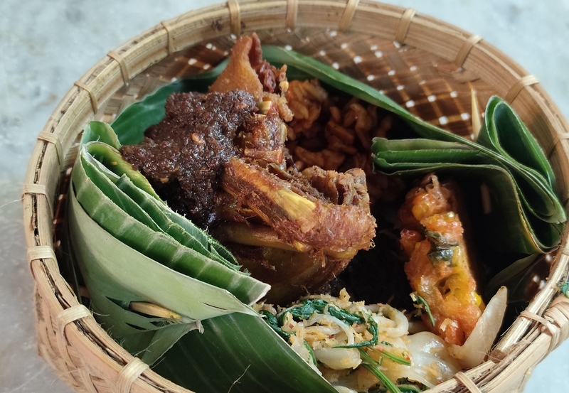 Fried Duck Besek Rice with Black Sambal