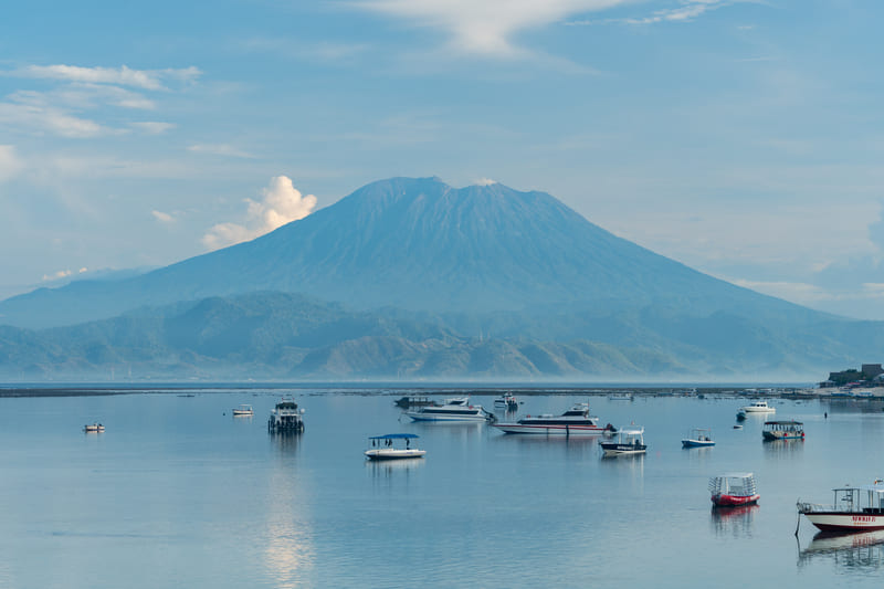 Sight of Mount Agung from Jungutbatu Bay