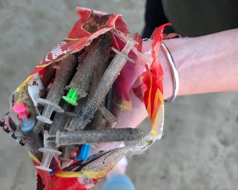 Medical Waste Washes Up on Legian Beach,