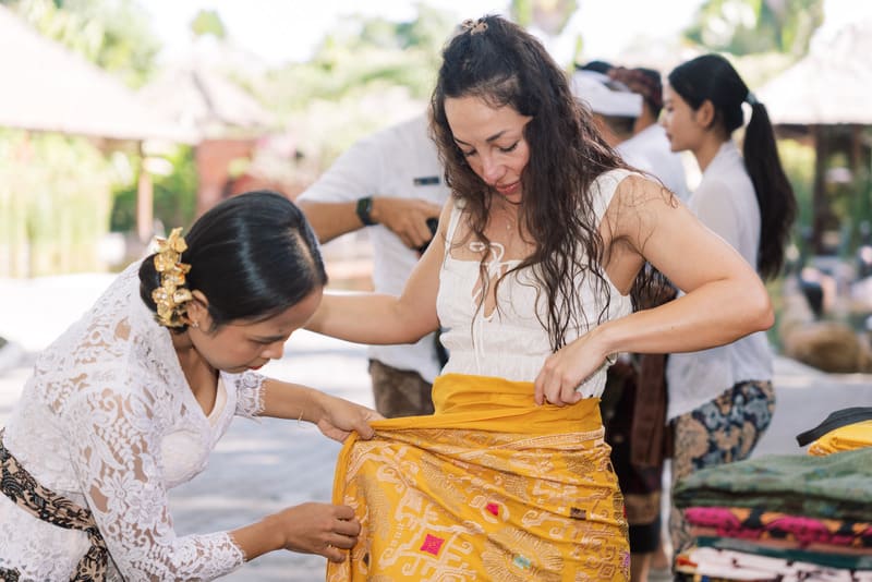 Guests are welcomed in traditional Balinese attire