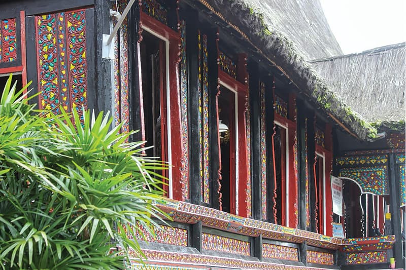 The structural facade of a traditional Rumah Gadang