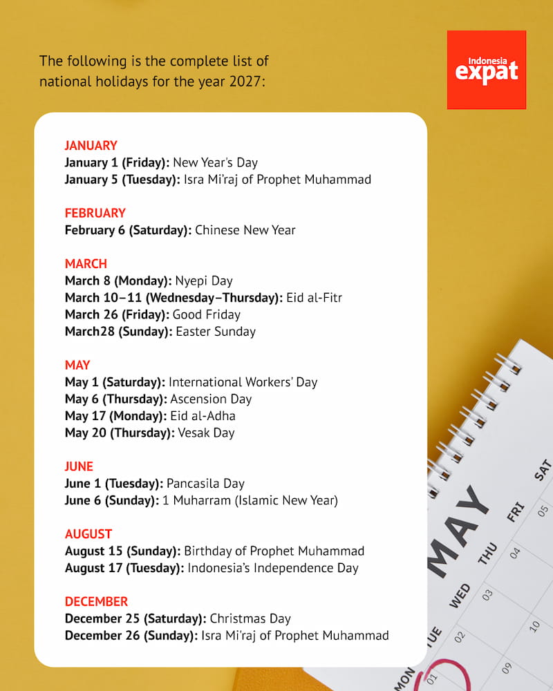 Indonesia Announces 2027 National Holidays and Collective Leave Schedule
