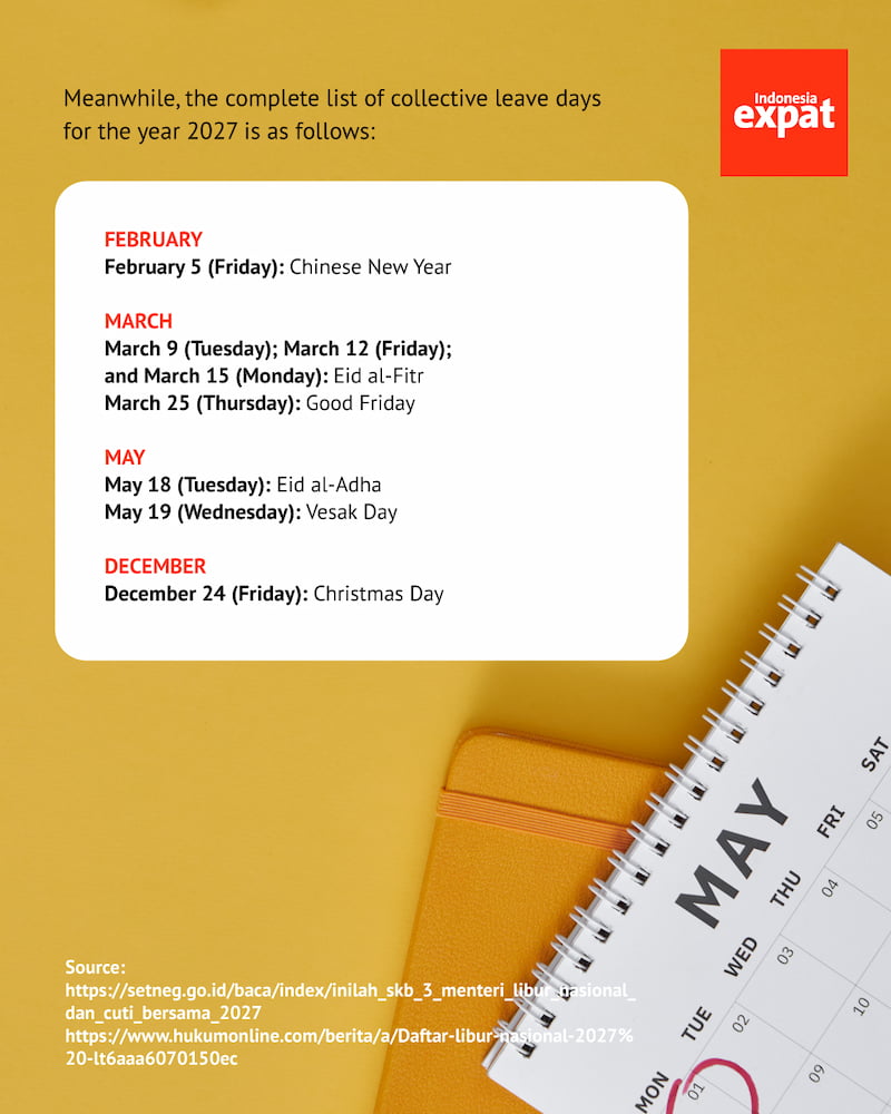 Indonesia Announces 2027 National Holidays and Collective Leave Schedule